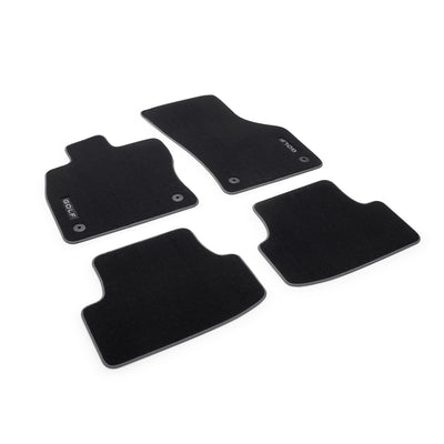 Textile floor mats, Front and rear, Black, Premium with Golf branding, right-hand drive