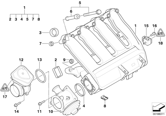 BMW Genuine 6x Engine Inlet Intake Manifold AGR Profile Gasket x1