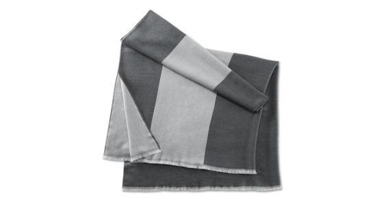 BMW Genuine Iconic Collection Wool Plaid Fringes Blanket Grey