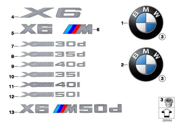 BMW Genuine "X Drive 30d" Trunk Boot Lettering Emblem Badge