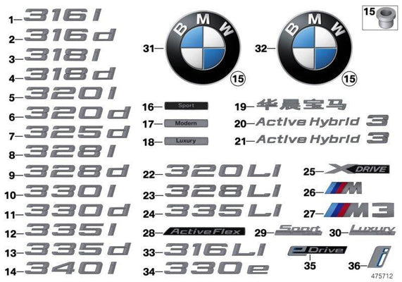 Genuine BMW 320d Lettering Emblem