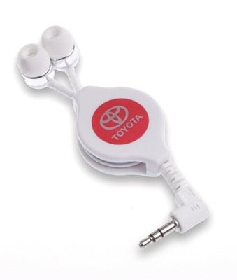 Toyota White Compact 3.5mm Retractable InEar Earphones Headphones Earbud