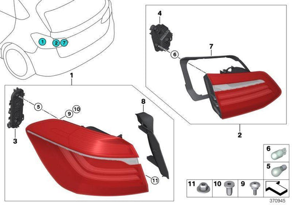 BMW Genuine Rear Light Tail Lamp Right O/S Driver Passenger Side