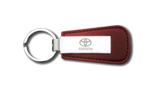 Toyota Silver & Red Leather & Metal Branded Keyring Key Ring