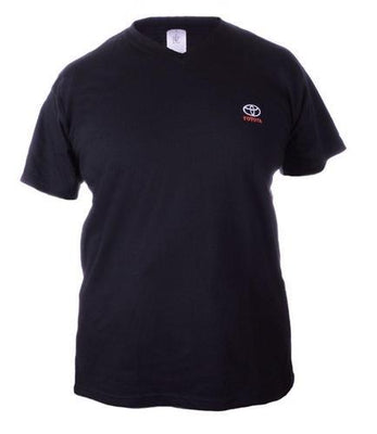 Genuine TOYOTA Logo Branded Mens V-Neck Black Short Sleeve T-shirt Sizes M-XL