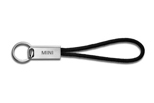 Genuine MINI Wordmark Logo Nylon Loop Zinc Alloy Key Ring Chain