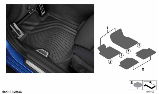 BMW Genuine All Weather Rubber Floor Mats Set Front