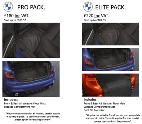 BMW Elite Pack - All-Weather Mats, Boot Mat and Bumper Protector