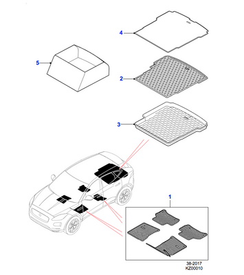 Jaguar E-PACE Loadspace Luxury Carpet Mat with Bumper Protector, Ebony