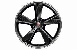 Jaguar Alloy Wheel 20" Style 5042, 5 spoke, Forged, Carbon Fibre and Satin Dark Grey Diamond Turned finish, Front