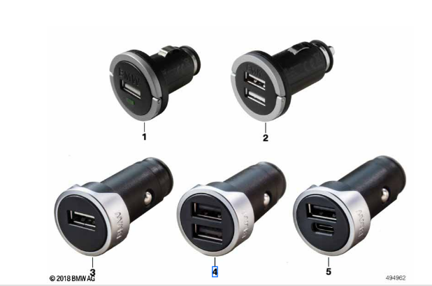 BMW Genuine Adapter Socket Dual USB Charger For Types A and C